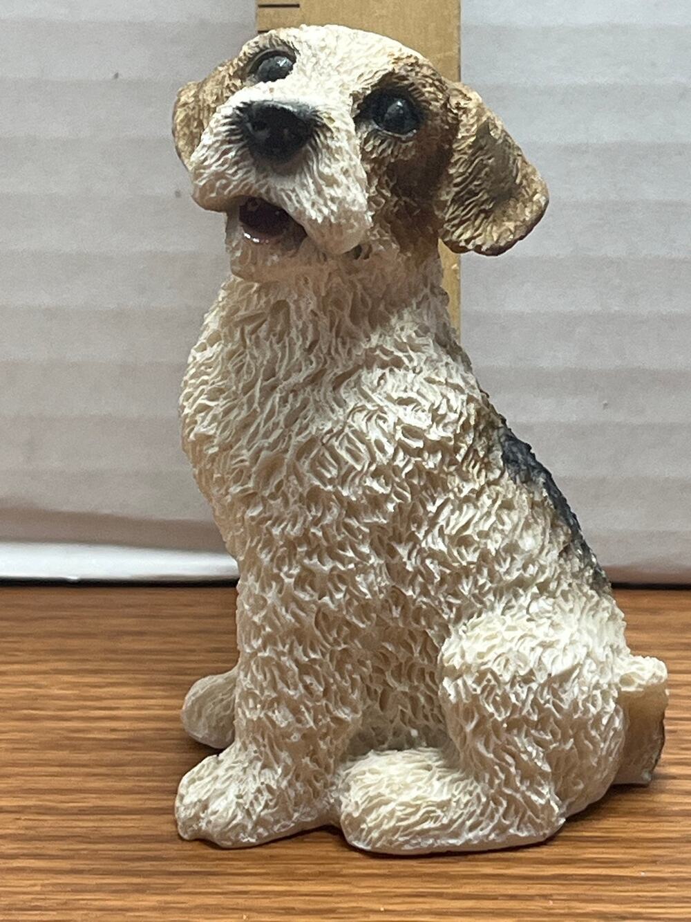 Jack Russell Terrier Dog Figurine 3.75" Resin Sitting Puppy Collectible